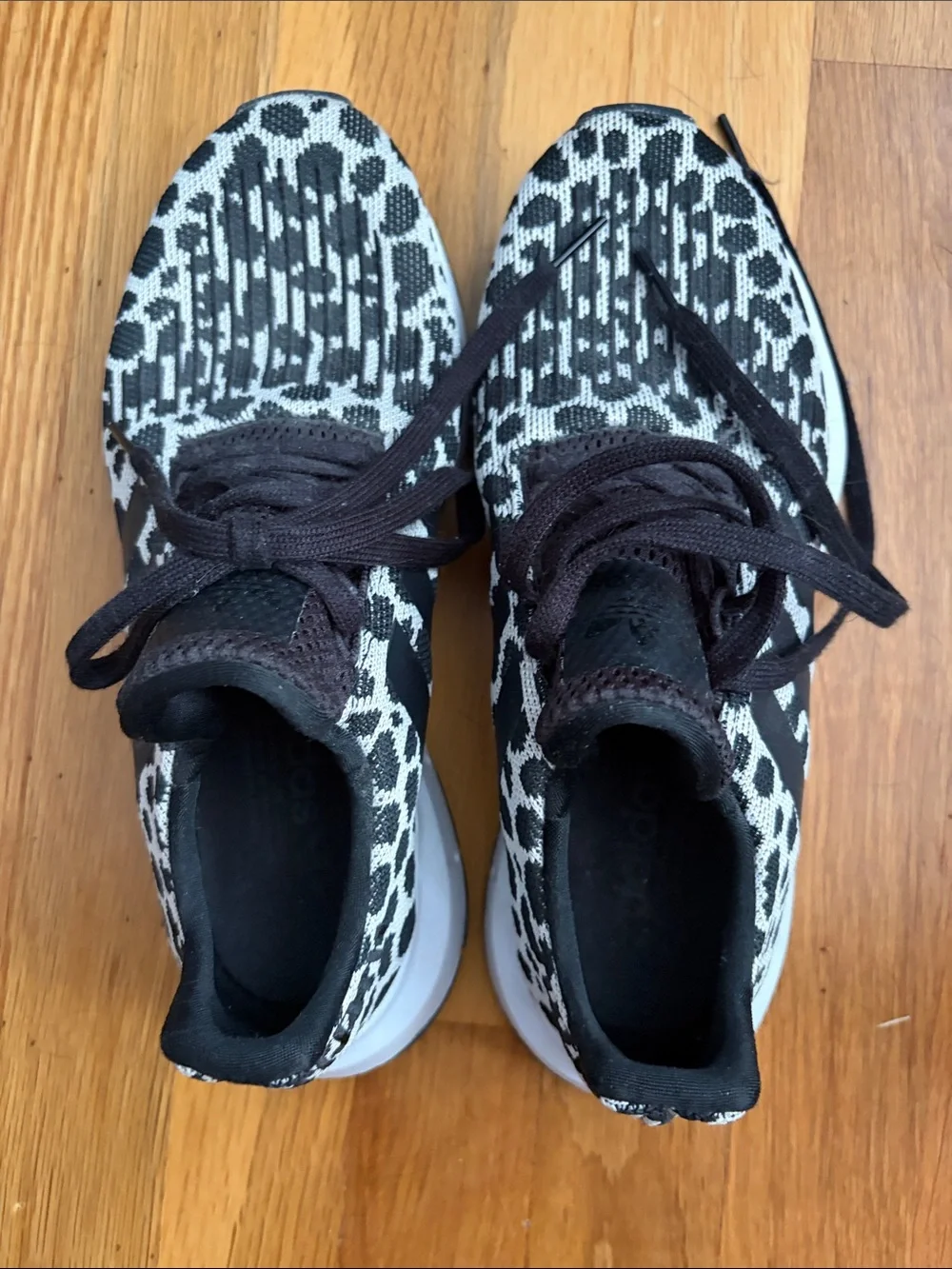 Women’s Adidas Black and White leopard Patterned Knit Sneakers
